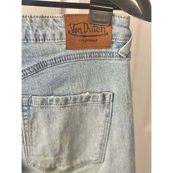 NWT Y2K Von Dutch Low Rise Bootcut patch Embroidered Jeans size 27. - Picture 15 of 15